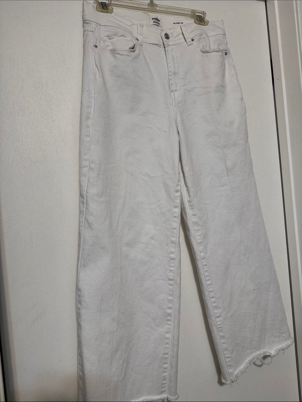 White High-Rise Wide Leg Jeans - Kensie Jeans